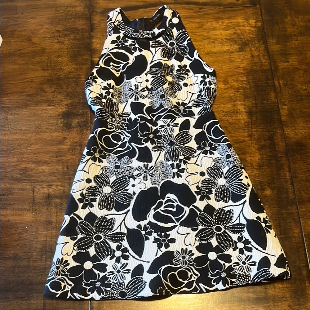Zara Black and White Floral Mini Dress